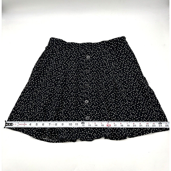 ModCloth Black White Polka Dot Elastic Waist A-Line Button Front Skirt M 14x16.5 - Picture 8 of 11